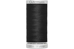 Gütermann Garn Extra Stark Nähgarn Polyester 100m Nähmaschinengarn Universal Reißfest UV Beständig (Schwarz, 1)