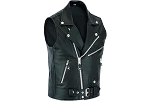 Mufimex, Herren Lederweste Biker-Kutte Leder-Kutte Biker Rocker Motorrad Leder Weste Motorradweste Clubweste schwarz Brandoweste Bikerstyle Größe S bis 4XL