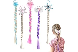 Dulynva 5 Pièces Tresse Cheveux Princesse Perruque Enfant Raiponce Princesse Perruque Fille Extensions de Cheveux Elastiques à Cheveux Colorés Postiche Tresse pour Cosplay Princesse Accessoires
