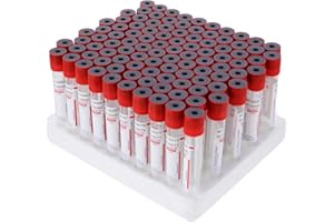 iplusmile 100pcs 10ml Glass Blood Collection Tubes Vacuum Blood Tubes with Screw Cap Negative Pressure Tub Glass Centrifuge Tubes Laboratory Tubes, Red, 10x1.5cm
