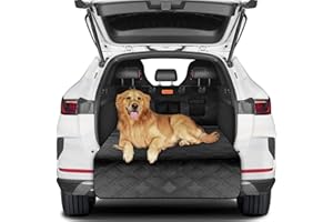 Looxmeer Housse Protection Coffre de Voiture pour Chien, Couverture Chien Auto Imperméable et Antidérapant, Tapis Coffre avec Protection latérale 4 Poches pour Plupart Voiture 185 x 105 cm
