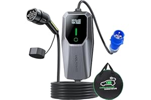 VDLPOWEREU Chargeur Voiture Electrique, 7.36KW Cable Recharge Voiture Electrique Type 2, Chargeur EV avec Courant Réglable de 6A/8A/10A/13A/16A/32A, Monophasée CEE 3 Broches, IEC 62196-2, IP65