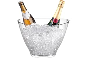 SOUJOY Eiskübel, Acryl-Champagnereimer für Party, 4 Liter, transparent, oval, Bar, Eiskühler-Behälter, Getränke-Aufbewahrungsbehälter für Wein, Getränke, Whisky, Champagner oder Bierflaschen