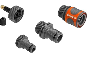 Gardena Entwässerungsventil-: Ventil-Set zur manuellen Entwässerung, 3 Aufsätze für Original Schlauchverbinder, Profi-System Nippel (2770-20), Schwarz;grau;orange