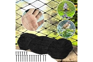 HEYOUTH Bird Net, Bird Protection Net, Tight Mesh, 15 x 15 m, Bird Net, Reusable, Can Be Cut to Any Size, Weather and UV Resistant with 20 x Ground Hooks for Fruit Trees, Garden