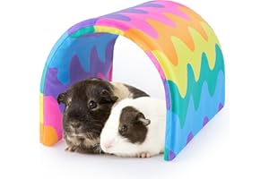 Hedgeink Guinea Pig Tunnel Rabbit Tunnels and Hides Rabbit Hideaway, Washable Guinea Pig House Toys Accessories Hamster House for Chinchilla Ferret Bunny Small Animals, Rainbow Wave