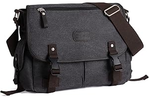 HPLQQ Messenger Bag for Men Waterproof Shoulder Bag Women Canvas Crossbody bag Vintage Satchel Bag 14 Inch Laptop bag for School Working Daily Use