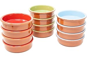 ToCi Teglia da forno per tapas | 175 ml ciotola Cazuela | Ciotole da dessert in argilla mediterranea, Ø 11,5 cm | argilla tradizionale spagnola (set da 12 colorati)