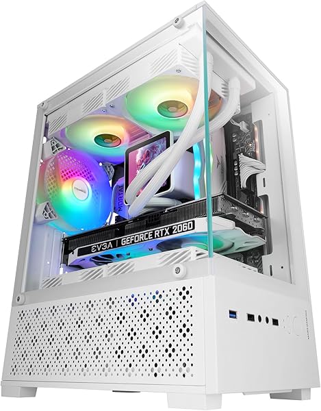 Mars Gaming MC-SE2, MicroATX Gaming Case, Frameless Front and Side Tempered Glass, FRGB 120mm Fan, Dual Chamber Structure, Compact PC Case with Large Internal Capacity, White - 1
