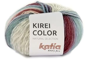 THEOFEEL Katia Kirei Color 305 - Lana virgen pura para tejer o ganchillo, grosor de aguja de 5 hasta 5,5 mm, 100 g, 160 m