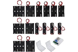 GTIWUNG 14 Stück AA Batteriehalter Gehäuse Kunststoff Halter Akku Batteriefach Battery Holder für Batterie Halterung mit Anschlusskabel 1/2/3/4 Solts + 3 Stück Aufbewahrungsbox Transparent