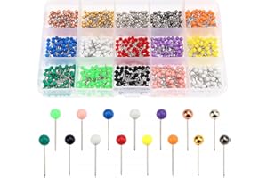 YIXISI 900 Pezzi Mappa Tacks, Puntina Decorativa, Plastica Puntine Rotondo, Puntine da Disegno Colorata, per Marcatura Bacheca, Tessuto, Sughero, Cartone, Feltro, 15 Colori