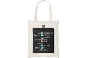 Zinello Design - Tote Bag avec Jeux de Mots pour Offrir à la Maitresse d’École – Idée Cadeau Fin d’Année, Noel – Pochette Atsem, Sac Personnalisé, Sac Cabas en Coton, Cadeau Femme