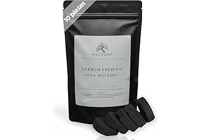 INCENSERA Carbón Incienso 33mm - 10 Discos De Combustión Rápida - Quema Hasta 60 Minutos - Carbón Incienso Natural - Ideal Para Quemadores De Resina E Incensarios