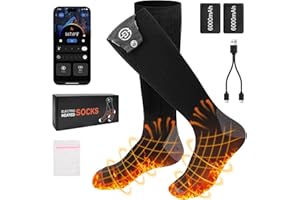 Netraty Calze Riscaldate a Batteria 6000mAh Calzini Riscaldanti Unisex con 4 Temperature Calze Riscaldanti Scaldapiedi Elettrico Con Controllo App Lavabili per Sci, Campeggio, Escursioni, Ciclismo