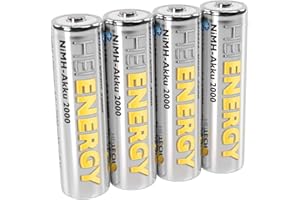HEITECH PROMOTION GMBH HEITECH vorgeladener 4er Pack NIMH-Akku Mignon/AA / HR06 2000 mAh 1,2V - Wiederaufladbare Batterien mit geringer Selbstentladung - Akkus für Geräte mit hohem Stromverbrauch