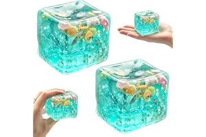 EnixwH 2 stycken oceantema isquishy fidget toys stressboll anti-stress leksak klämboll med flytande musslor stjärnor för att