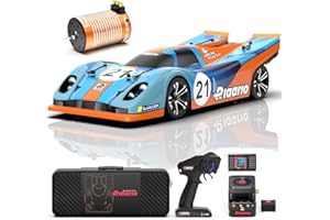 AMORIL 1/10 Auto RC Brushless Drift per adulti, Max 200 km/h Supercar su strada in fibra di carbonio con servo Meta-Gear 9KG, Lipo 3300mah, valigia impermeabile, blu