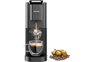 Cecotec Cafetera de Cápsulas Power Caps 20 Cream. 1400W, 20Bares, Compatible Cápsulas Nespresso, Depósito Agua 700ml, Thermoblock, Antideslizante, Altura Regulable, Fácil Limpieza