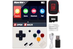 CAWEVON Console de Jeu Portable pour Miyoo Mini Plus avec Étui de Rangement, 3,5 Pouces Portable Rétro Vidéo Open Source Émulateur. Cartes TF 128G intégrées et Plus de 15000 Jeux, Prise en Charge WiFi