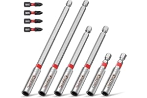ColumPRO 10PCS Magnetic Extension Bit Holder Set, 60, 100, 150mm Hex Shank S2 Steel Magnetic Drill Bit Extension Holder with 4*PZ2 Screwdriver Bits