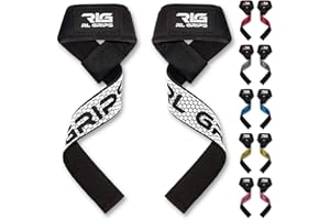 RLG RL GRIPS RLGrips - Straps de Gimnasio para Levantamiento de Pesas – Correas de Agarre con Grip de Silicona y Acolchado – Straps para Powerlifting, Peso Muerto, Remo y Jalones