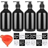 4 Stück Nachfüllbare Leere Shampooflaschen, 500 ml Seifenspender Flaschen, Kunststoff Pumpflaschen Lotionspender für Flüssigs