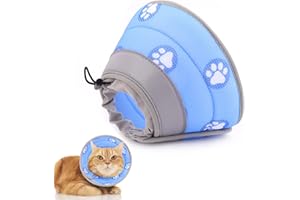 Supet Cat Cone Collar Soft to Stop Licking After Surgery, Adjustable Soft Cat Recovery Collar for Small Dogs, Puppies and Kittens (Blue, S)
