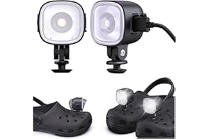 GORGER Reflektory do Croc, ładowalne reflektory LED Croc, wodoodporne światła IPX6, do dekoracji butów Croc, regulowany kierunek światła, chodaki dla dzieci i dorosłych, 2 szt