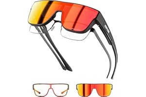 KAPVOE Sonnenbrille UV400 Schutz Überziehbrille für Brillenträger übergroße Quadratische Sonnenbrille für Damen und Herren TR90 Rahmen Golfen Fahren Angeln Fahrradbrille K216