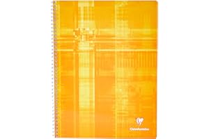 Clairefontaine 8341C Zeszyt spiralny – Format: 24x32 cm – 100 stron w dużą kratkę – Papier biały 90 g – Okładka kartonowa powlekana – Kolor losowy