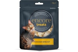 Encore 100% naturliga kycklingbröst kattsnacks, frystorkade, spannmålsfria hälsosamma snacks – 12 x 10 g