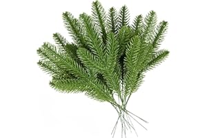 CYIOU 32 Piezas Ramas Pino Artificiales Guirnalda Plástico para Púas Pino Falso Verde Agujas Flor Planta Falsa para Guirnalda Adornos de Navidad Jardín Hogar Decoración