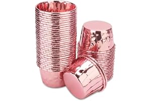 Spesh 50 Piezas Moldes Magdalenas Papel Molde Muffins Papel Aluminio para Navidad, Fiestas de Cumpleaños, Halloween(rosa)