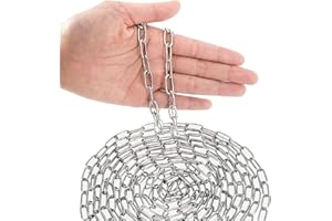 GENERIC SUS304 Stainless Steel Chains Metal Link Small Light Duty Utility for Home Garden Outdoor Camping Hanging Pet Chain Prevention Theft -Thin Chain Thickness 0.08 inches (2mm)- Length 9.8ft (3m)