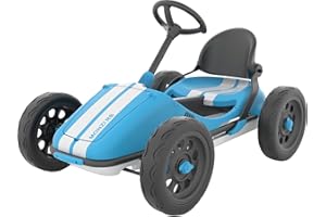 Chillafish Kart Monzi : véhicule à pédales pour les enfants de 3 à 7 ans, position siège et volant réglables sans outils, pneus en caoutchouc ultra résistants et increvables sans chambre à air, bleu