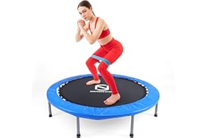 SILVER VALLEY 48'' Premium Fitness Trampoline Aerobic Exercise Folding Rebounder Rebounder with PVC Protective Cover, Exercise Bouncer for Kids Adults Indoor/Outdoor, Up to 125 KG (Blue)