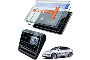 LANTU Pack of 2 Screen Protectors for Tesla Model Y 2025 and Model 3 2024-2025, Matt, Anti-Glare, 15.4 Inch and 8 Inch Rear Display, 9H Tempered Glass Screen Protector with Installation Kit, Tesla