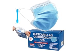 STONE&STONE 100 Mascarillas Quirúrgicas Celestial Tipo IIR Certificado CE, Mascarilla médicas homologadas, 3 capas, Alta eficiencia filtración bacteriana mayor al 98%