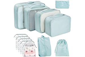 YORFULL Organisateur Valise, 12 Pièces Rangement Valise Organisateur, Organisateur de Voyage Compressible, Accessoires de Voyage - Sac Rangement Vetement, Pochette Rangement, Packing Cubes