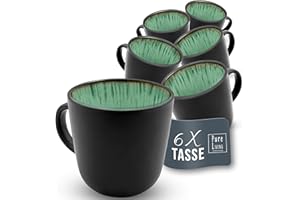 PURE LIVING INTERIOR DESIGN Ibiza wysokiej jakości zestaw filiżanek do kawy z kamionki dla 6 osób. Ibiza, wysokiej jakości śródziemnomorski test, bardzo dobry, odporny na mycie w zmywarce, kuchenki mikrofalowej i zarysowania,