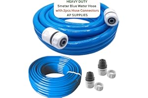 AP SUPPLIES 5Meter Blue Water Hose - 1/2inch, 3ply Premium Food Grade Hose with Connector Set for Caravan, Motorhome and Boat. Standard Click-Lock Connectors