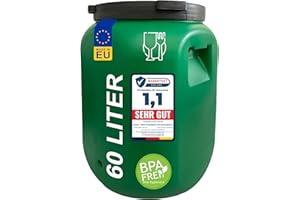 plasteo Weithalsfass 60 L Deckelfass lebensmittelecht – stabiles HDPE Universalfass mit Schraubverschluss, für Futter, Lagerung und Transport, grün, eckig