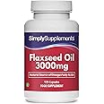 Flaxseed Oil Capsules 3000mg | 120 Capsules of Cold Pressed Flaxseed Liquid = 40 Days' Supply | ALA Supplement for Omega 3 | Manufactured in The UK