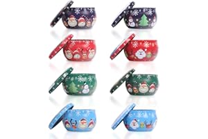 YISSCEN Barattoli per candele di Natale, 8Pcs barattoli vuoti, mini barattolo di metallo con coperchio, per festa di compleanno, caramelle, candele fai da te (2,2 OZ)