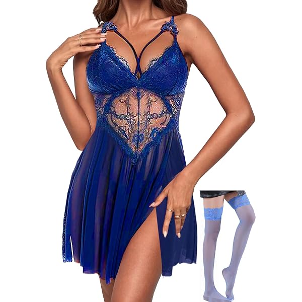 Ensemble Lingerie Féminine Dentelle - Soutien-gorge Col V Et String - Robe De Nuit Sexy Pour Occasions Spéciales - 2