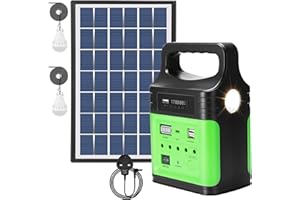 VCLPOWER (8800mAh) Portable Power Station with Solar Panel,Type-C Fast Charging,LED Flashlight,FM,LED Bulbs,Solar Generator KitLithium Battery Power for Home Outdoor Camping Emergency Backup,Fishing
