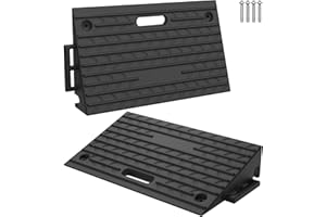 NAIZY Lot de 2 rampes de trottoir en caoutchouc - 10 cm de haut - Portable - Avec poignée - Antidérapantes - Charge maximale : 2000 kg - Pour voiture, fauteuil roulant, moto
