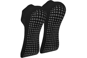 Wanme 2 Pares Calcetines Yoga Pilates, Comodos Calcetines Antideslizantes para Mujeres, Calcetín Tobillero Deportivo Transpirables Con Puntos Antideslizantes,Talla única 36-41