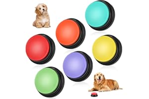 Gaethra Dog Buttons Talk Training 6 Pack, Recordable Button, Sound Buttons with Anti-Slip Mat, 30 Second Voice Recording Button, Talking Buttons for Dogs to Press, Funny Gift for Kids Cats Puppy Pet